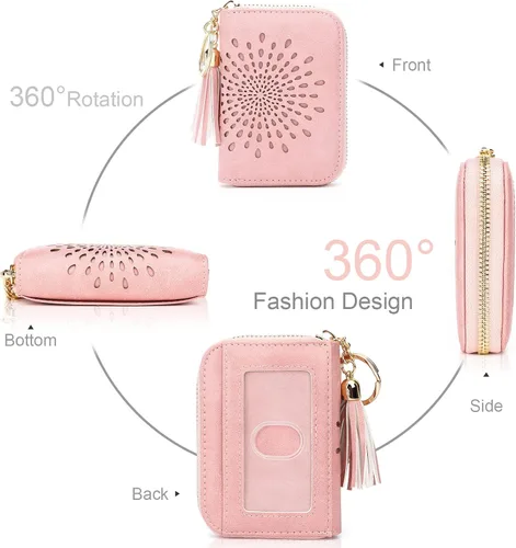 Miniatura 2 de APHISON RFID - Porta tarjeta de crédito con cremallera carteras pequeñas para mujer en cuero estilo girasol para mujer y niña caja de regalo 1927