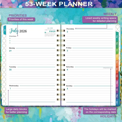 Miniatura 4 de Agenda 2026-2027 – Agenda académica 2026-2027, julio 2026 – junio 2027, planificadores semanales y mensuales, 6.3 x 8.4 pulgadas, 26-27 calendarios