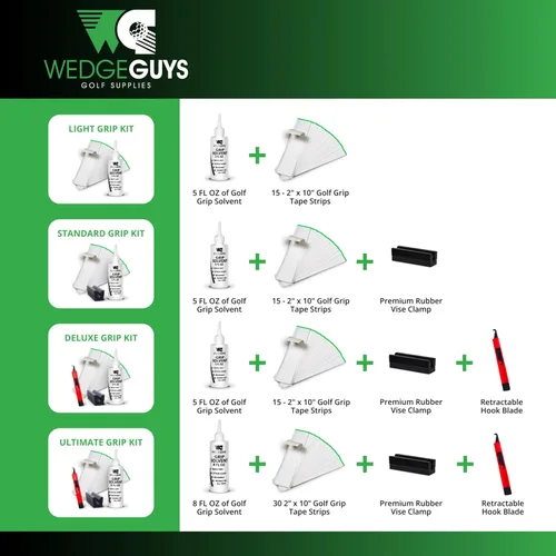 Miniatura 8 de Wedge Guys Golf Grip Kits for Regripping Golf Clubs - Professional Quality - Options Include Hook Blade, 15 or 30 Tape Strips, 5 or 8 oz Solvent