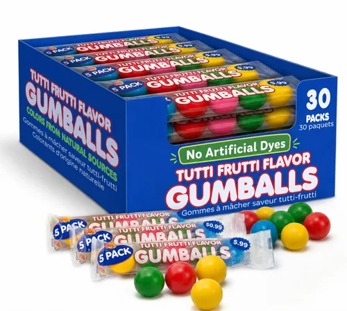 Miniatura 8 de Tear Droppers - Bolas de chicle ácidas, 250 unidades, sin tintes artificiales, envueltas individualmente, cereza, limón y frambuesa azul, caramelos