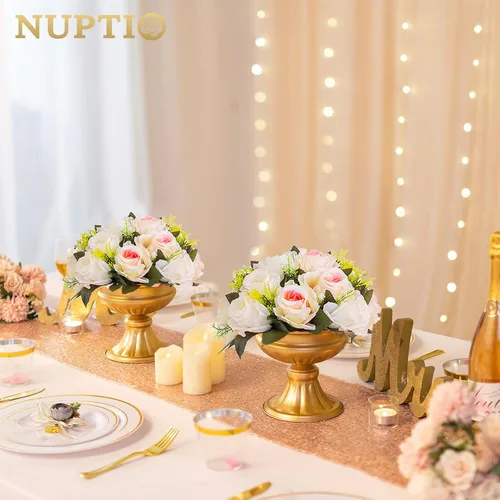 Miniatura 181 de NUPTIO Centros de mesa de flores para mesas de boda: arreglo de bolas de flores artificiales rosa y blanco para bodas, fiestas, 2 piezas de rosas