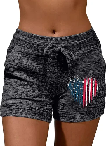 Pantalones cortos deportivos para mujer, lindos estampados, cómodos, pantalones cortos de descanso con cordón de cintura alta, casuales, pantalones