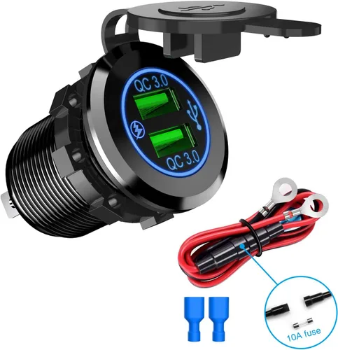 Miniatura 10 de Nilight Enchufe USB PD tipo C y QC 3.0 USB de carga rápida 12V 24V Enchufe de coche Voltímetro Interruptor de encendido/apagado Kit de alambre