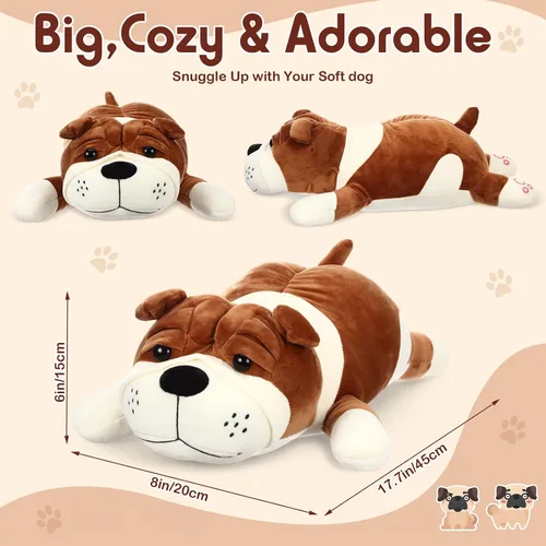 Miniatura 2 de Peluche suave para perros de 17.7 pulgadas, almohada de peluche abrazable para regalo de cumpleaños de niños, juguete grande para cachorros