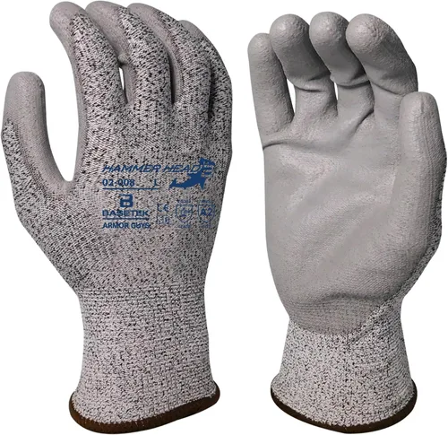 Armor Guys Hammer Head 3 Basetek - Guantes de trabajo protectores – Agarre de poliuretano gris para mujeres y hombres con forro HDPE A3 Basetek – L,