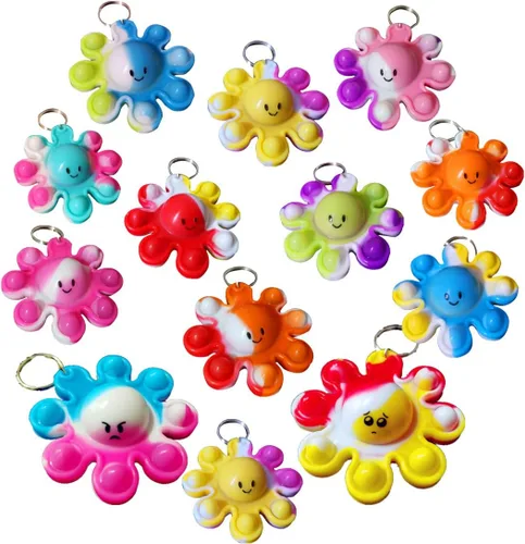Miniatura 9 de Paquete de 24 llaveros de pulpo a granel para ansiedad a granel para adolescentes y niños, suministros de fiesta de cumpleaños, regalos de aula