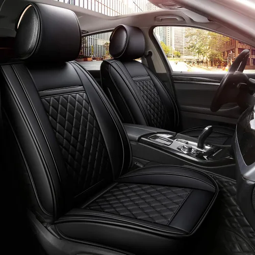 Miniatura 11 de Funda para asiento de automóvil, resistente al agua, de cuero sintético, para asientos delanteros y traseros, ajuste universal para la mayoría