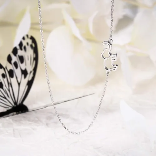Miniatura 5 de EVER FAITH Gargantilla de plata de ley 925 con diseño de lado y cadena ajustable para mujeres y niñas