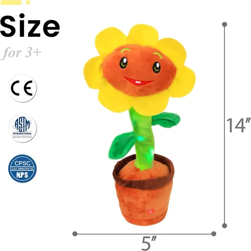 Miniatura 4 de Easfan Girasol Cantante y Bailarín que Habla Juguete Eléctrico Musical de Peluche Repite Lo Que Dices Divertido Juguete Interactivo Hablante