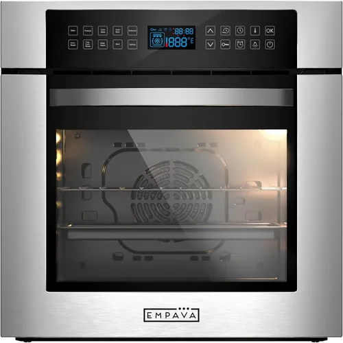 Miniatura 9 de Empava Horno de Pared de Gas Individual de 24 Pulgadas 2.3 Pies Cúbicos Funciones de Hornear Asar Rosticería con Controles Mecánicos-Temporizador