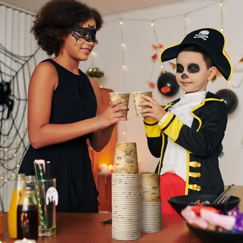 Miniatura 5 de Funtery 100 vasos de papel para beber, 9 onzas, suministros de fiesta, desechables, para decoración temática occidental, fiesta de cumpleaños