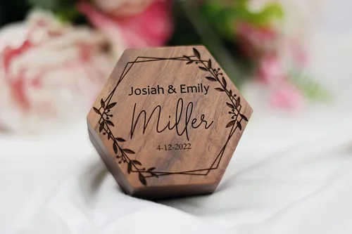 Miniatura 4 de Personalized Wooden Ring Box, Custom Wedding Ring Box, Engagement Ring Box, Custom Ring Holder
