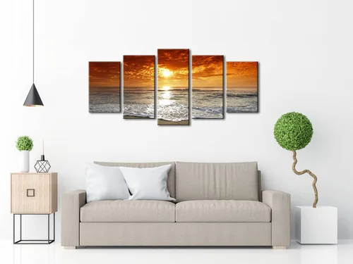 Miniatura 3 de Wieco Art, 5 paneles con hermosas vistas en alta definición en lienzos estirados y enmarcados. Lienzos de arte moderno de pared para decoración