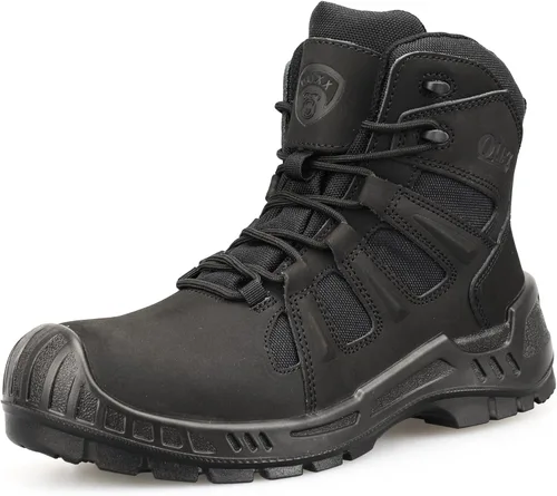 Botas de trabajo con punta compuesta para hombres, zapatos de seguridad ASTM F2413, sin metal, bota antideslizante (OX4603)