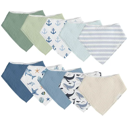 Miniatura 10 de Baberos tipo bandana para bebés para niños y niñas, baberos triangulares súper absorbentes para babear y dentición, 100% algodón suave para bebés