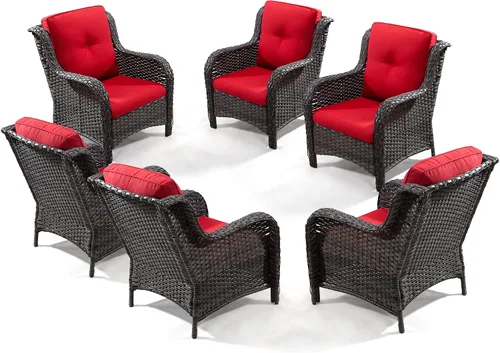 Miniatura 28 de Juego de 2 sillas de patio giratorias de 360 grados para exteriores y mesa auxiliar a juego – 3 sillas deslizantes de mimbre para patio con cojines