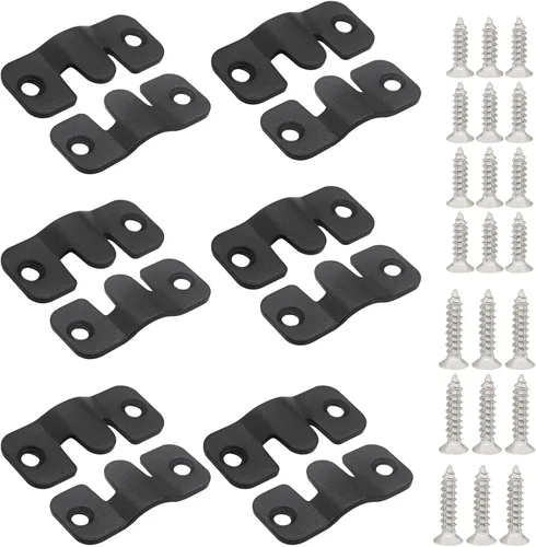 6 pares de soportes de montaje empotrado, ganchos de acero inoxidable para marcos de fotos entrelazados de 1.732 x 0.748 in, ganchos de acero