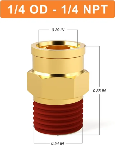 Miniatura 2 de GASHER 2 piezas de latón DOT Push to Connect Fittings, 1/4" NPT x 1/4" OD recto tubo de empuje de aire accesorios de línea de freno de aire