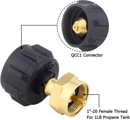 Miniatura 3 de Hooshing Adaptador de Recarga de Propano para Tanques de Propano de 1 lb Válvula Reguladora QCC1 Compatible con Tanque de Propano QCC1/Tipo1