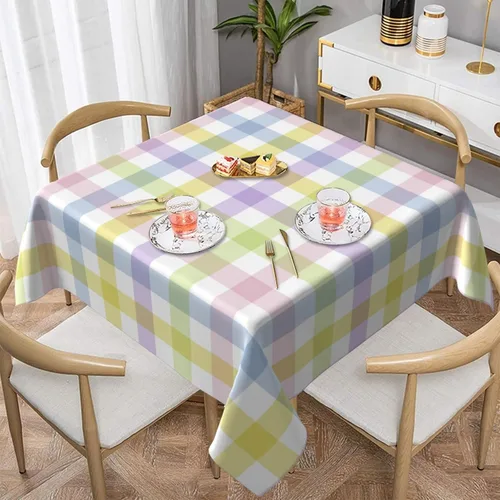Miniatura 20 de 4th of July Tablecloth Square 60x60 Inch,Red White Buffalo Plaid Check Blue Patriotic Stars Table Cloth,Stain Resistance Polyester Independence Day