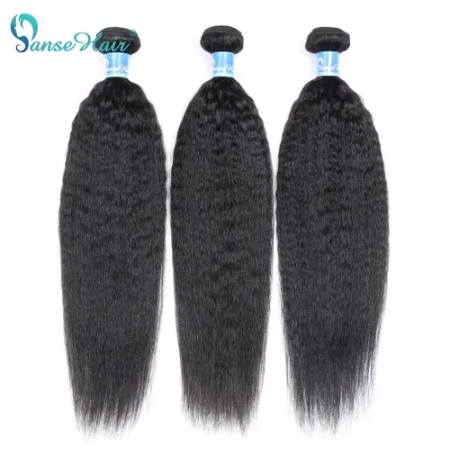 Miniatura 5 de 10A Kinky Straight 3 paquetes de cabello brasileño 10 10 10 pulgadas Yaki recto virgen brasileño extensiones de cabello humano sin enredos sin