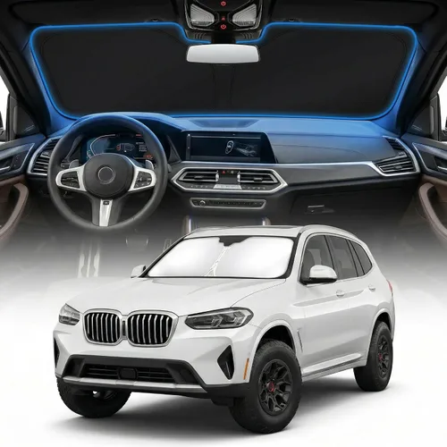 Miniatura 14 de Cubierta para parabrisas para BMW X1 E84 – Ajuste personalizado X1 E84 Accesorios 2016-2024 2025 Parasol plegable protección UV y escudo térmico