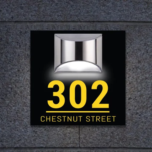 Miniatura 6 de Placa de puerta moderna solar personalizada, placa de dirección iluminada con placa LED personalizada, letrero acrílico iluminado LED, regalo