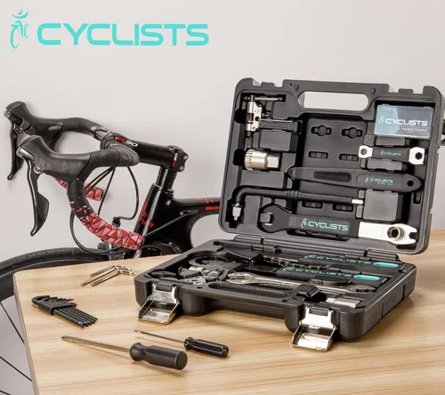 Miniatura 5 de Kit de herramientas para bicicleta con estuche de almacenamiento, juego de herramientas de reparación de bicicletas de 22 piezas, caja