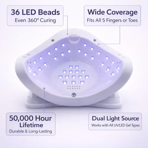 Miniatura 4 de Lámpara de uñas LED UV de 120 W para uñas de gel - Secador de uñas profesional con 4 temporizadores, pantalla LCD, sensor automático y modo de bajo