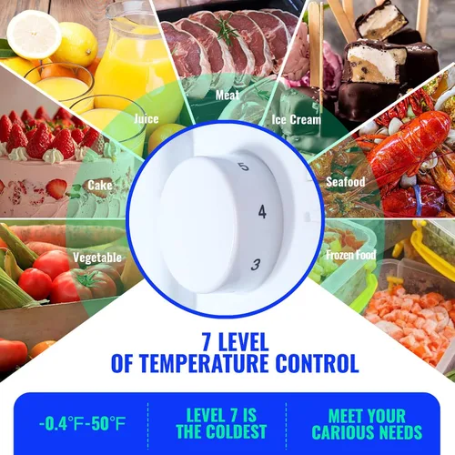 Miniatura 3 de Refrigerador de 3.5 pies cúbicos, refrigerador para dormitorio con estantes de cristal ajustables, control de temperatura de 7 niveles, adecuado