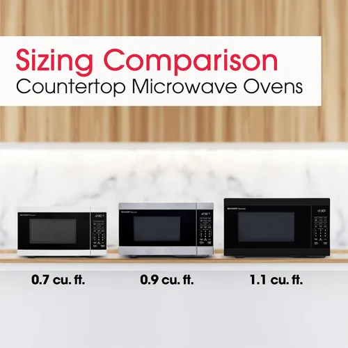 Miniatura 5 de SHARP Horno microondas compacto de encimera con plato giratorio de carrusel extraíble de 10 pulgadas, 700 vatios, 0.7 pies cúbicos, color blanco