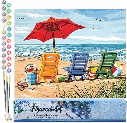 Miniatura 137 de Figured'Art - Juego de pintura por números, lienzo enrollado sin marco, para manualidades, para adultos, 16 x 20 pulgadas, jarrón de peonías