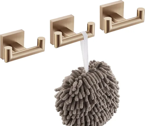 Miniatura 9 de KOKOSIRI Gancho para Bata de Baño Ganchos Dobles para Toalla y Abrigo Negro Mate para Baño Cocina Montaje en Pared, Paquete de 2 Acero Inoxidable