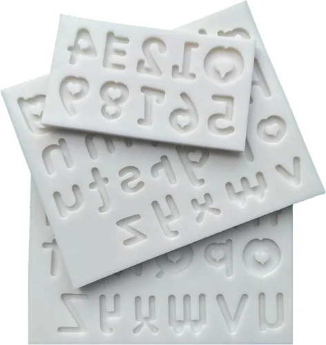 Miniatura 7 de Juego de moldes de silicona de 3 piezas para letras y números en forma de rayos mágicos - Ideal para pasteles de fondant, chocolate, manualidades