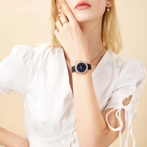 Miniatura 5 de Fate Love Reloj de cuero para mujer, reloj de pulsera de lujo con diamantes de regalo para niñas y señoras