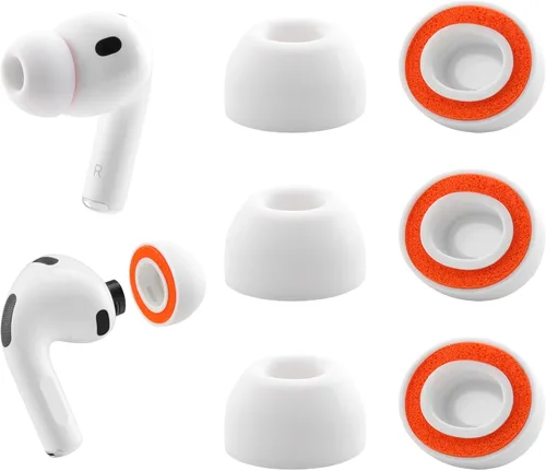 Miniatura 7 de Almohadillas de repuesto de espuma viscoelástica para AirPods Pro 3, protección de silicona, máxima comodidad, 3 pares (blanco, surtido S/M/L)