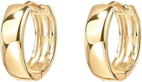 Miniatura 3 de PAVOI Aretes de plata de ley 925 chapados en oro de 14 quilates, aretes de aro pequeños para mujer