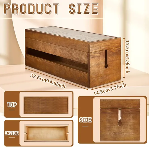 Miniatura 2 de Hoteam Caja organizadora de cables de madera, juego de 48 unidades, organizador de cables, soporte para regletas de alimentación, clip para ocultar