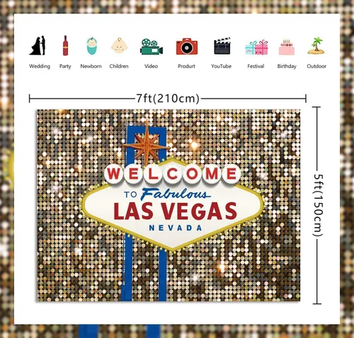 Miniatura 3 de Bienvenido a Las Vegas, telón de fondo fabuloso casino noche póker fiesta temática de película fondo de fotografía dorado disfraz de baile
