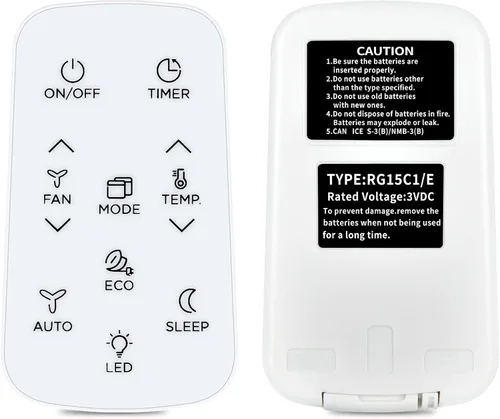 RG15C1/E - Mando a distancia de repuesto compatible con aire acondicionado de ventana Toshiba RG15C/E RG15CE