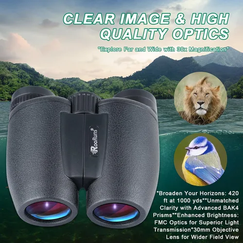 Miniatura 4 de Prismáticos de 15 x 30 para adultos de alta potencia, prismáticos compactos HD impermeables con visión nocturna con poca luz, prisma BAK4