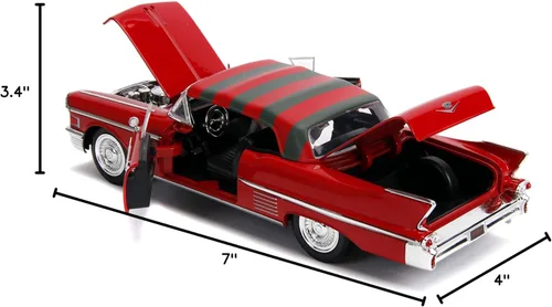 Miniatura 7 de Jada Juguetes Escala 1:24 1958 Cadillac Series 62 Modelo Vehículos fundidos a presión con figura de Freddy Krueger