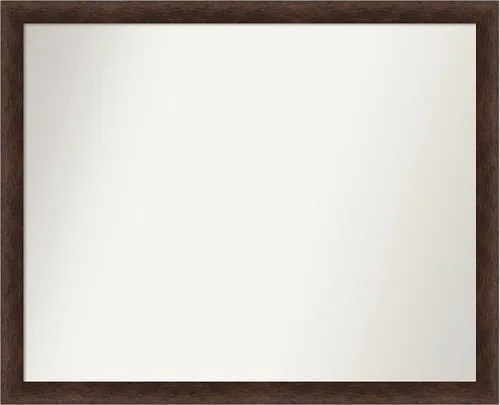 Miniatura 355 de Amanti Art Espejo de pared personalizado no biselado (24 x 27 pulgadas), marco estrecho de nogal chipre - varios tamaños personalizados - Espejo