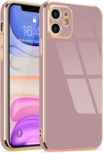 Miniatura 100 de Lafunda Diseñada para iPhone 13 Pro, fundas lujosas con chapado lindo para mujeres y niñas, elegante borde dorado, a prueba de golpes, TPU con funda