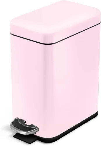 Miniatura 14 de Home Zone Living 1.3 galones pequeño cubo de basura para baño con tapa y pedal de paso, cesto de basura de acero inoxidable con diseño delgado
