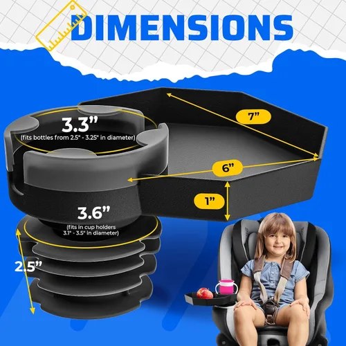 Miniatura 6 de Bandeja de viaje para niños, base grande, bandeja para asiento de automóvil y portavasos de automóvil, bandeja para aperitivos, entretenimiento