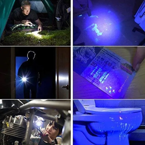 Miniatura 6 de Pluma Detector de Luz Antorcha Ultra Violeta Antorcha Blanco Púrpura para Prueba Mini Pen Linterna UV 395nm 2 en 1 Linterna UV LED Penlight Luz