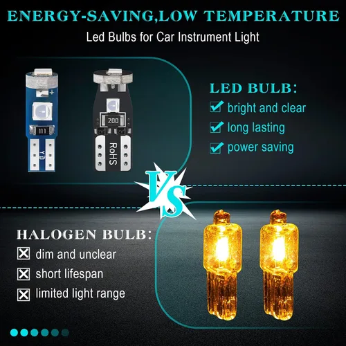 Miniatura 7 de BBTO 20 Set T5 T10 LED Bulbs Dash Lights with Twist Socket Instrument Dashboard Light LED Bulbs for Interior Car Lights Dashboard Instrument Panel