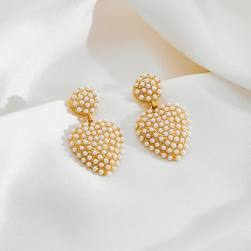Miniatura 2 de Pendientes de perlas elegantes para mujer, aretes de perlas geométricas, aretes colgantes de perlas, regalos de joyería