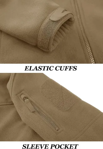 Miniatura 7 de KEFITEVD Chamarras tácticas de forro polar para hombre, con cremallera completa, casual, para invierno, abrigada, con múltiples bolsillos